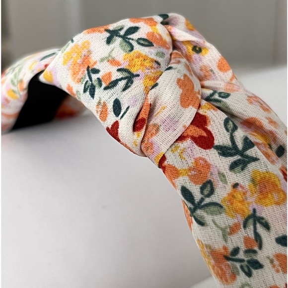 Floral knotted Headband | ORANGE FLORAL (one piece) | NEW! - Picture 2 of 6